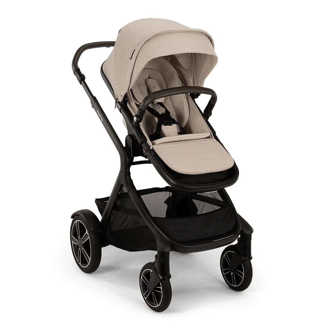 Nuna DEMI Next stroller in Biscotti, 3/4 front angle on white background