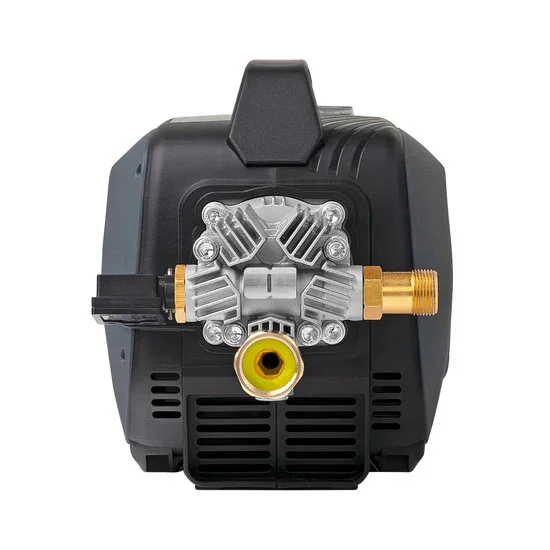 Active 2.0 5-piston pump head close-up with brass inlet and outlet fittings