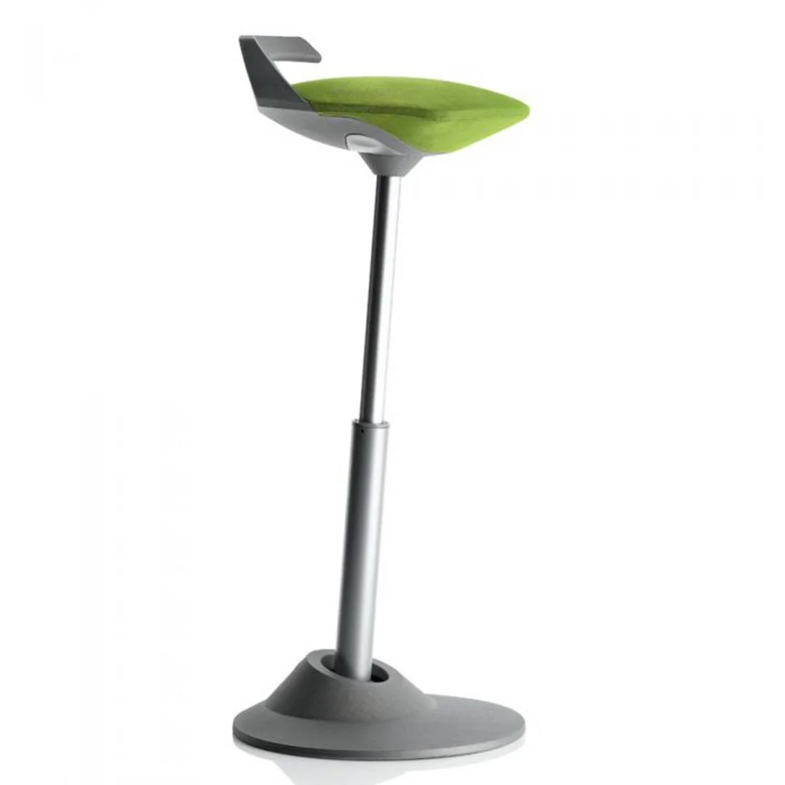 Aeris Muvman stool in green with grey base, 3/4 angle view on white background
