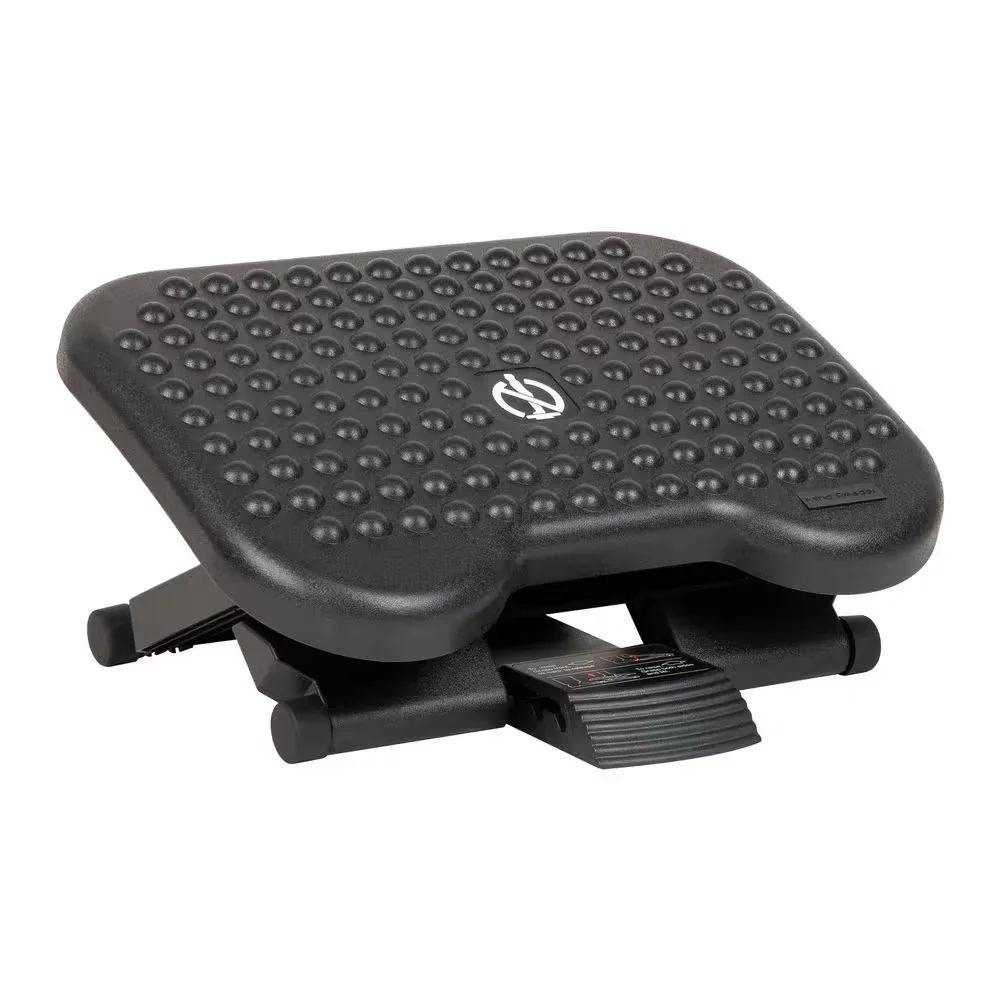 Mind Reader Ergonomic Footrest front-facing view showing height adjustment pedal and cross-brace support base