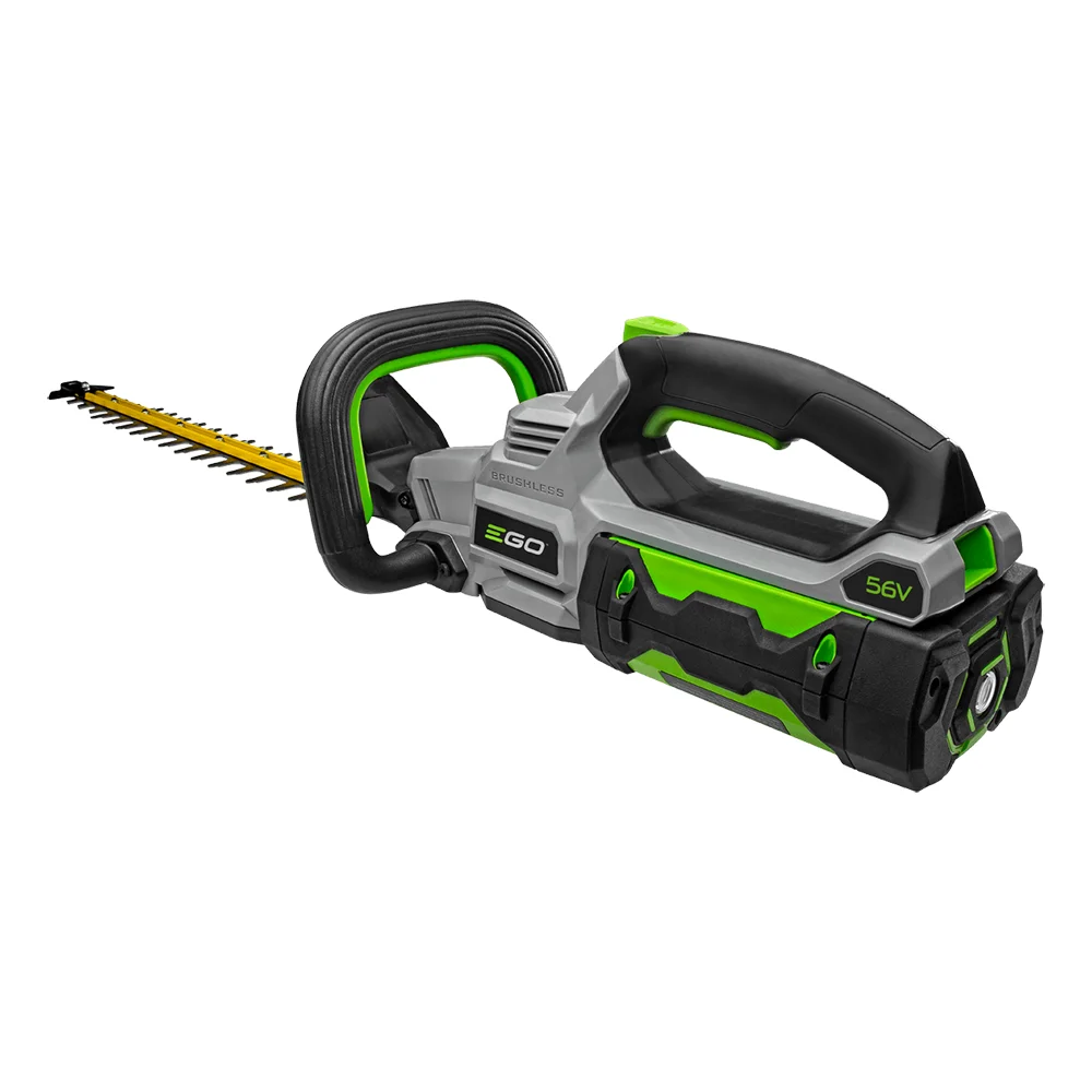 EGO Power+ HT2411 brushless motor and 56V battery close-up view