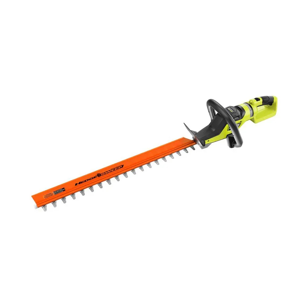 Ryobi 40V HP Brushless 26-Inch Hedge Trimmer 3/4 angle view with 2.0Ah battery