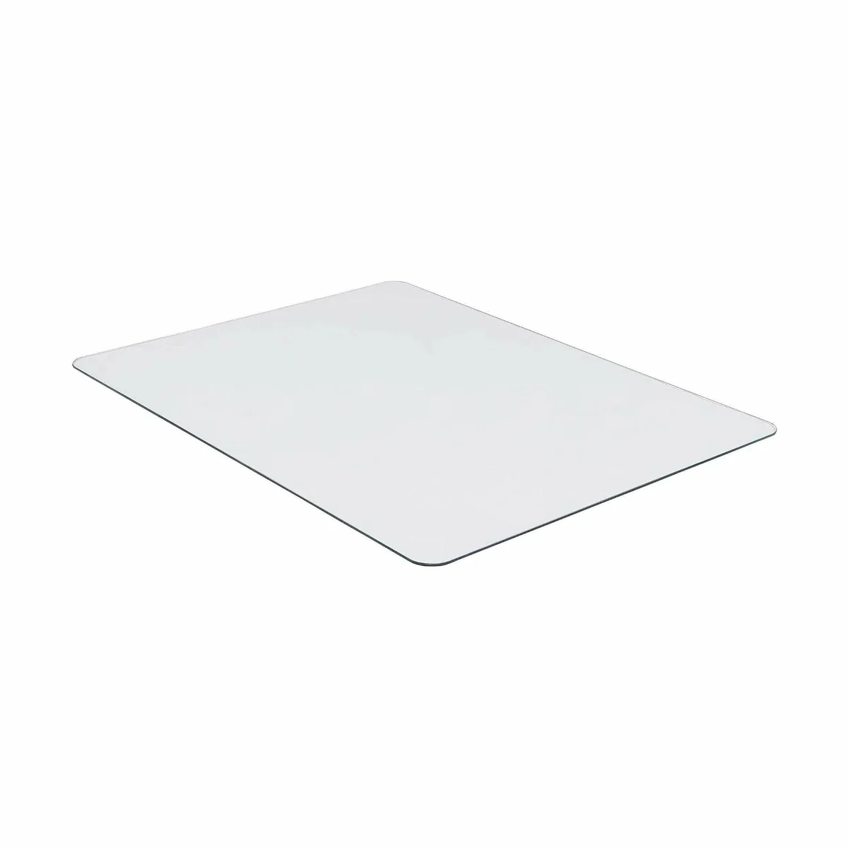 Lorell Tempered Glass Chair Mat angled edge and rounded corners