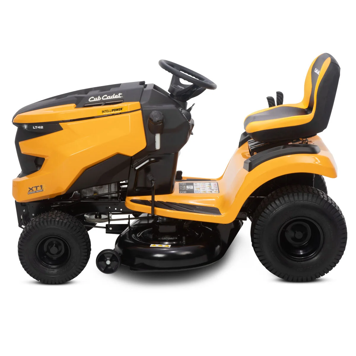 Cub Cadet XT1 Enduro LT42 left side profile showing 42-inch cutting deck