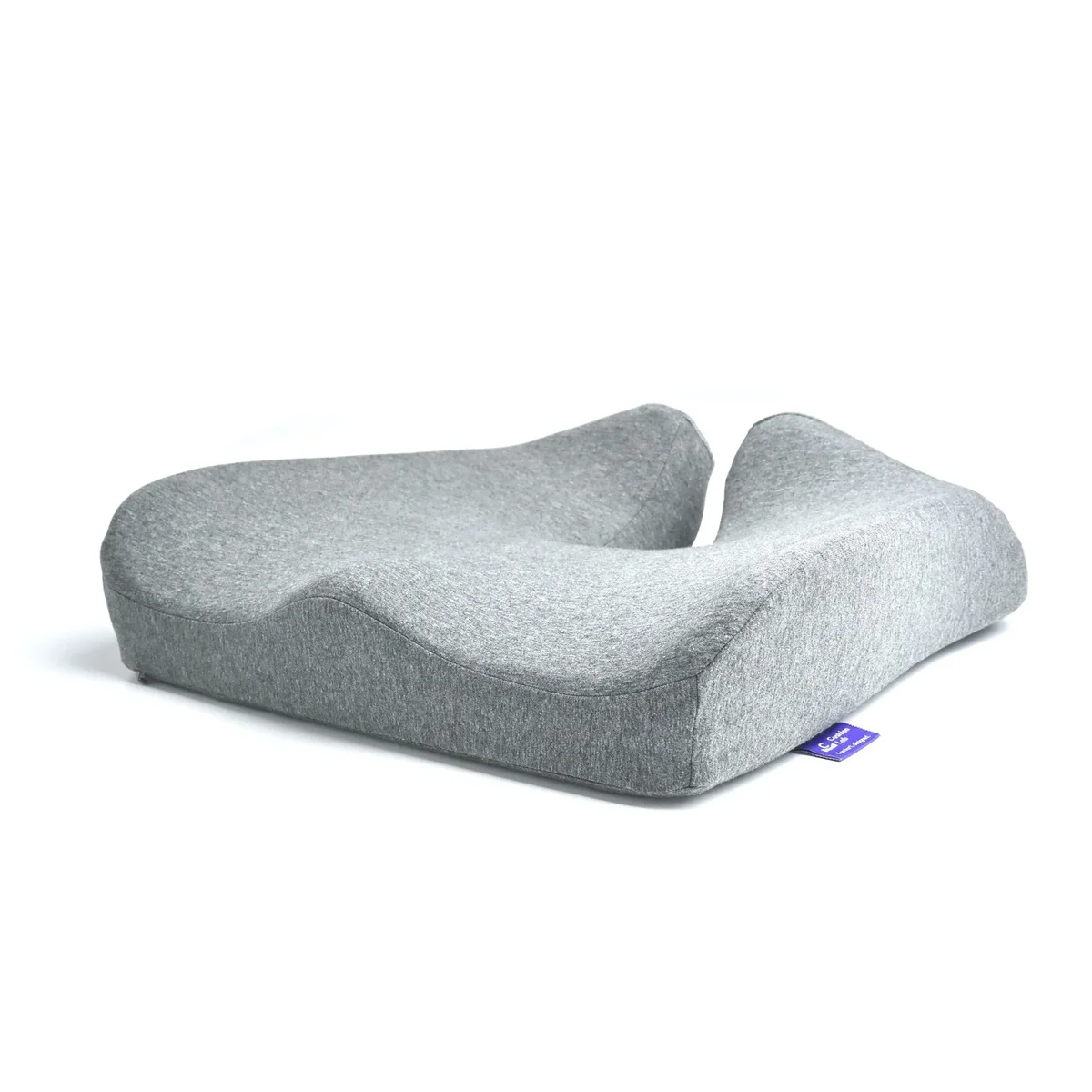 Cushion Lab Pressure Relief Seat Cushion in grey, 3/4 angle view on white background