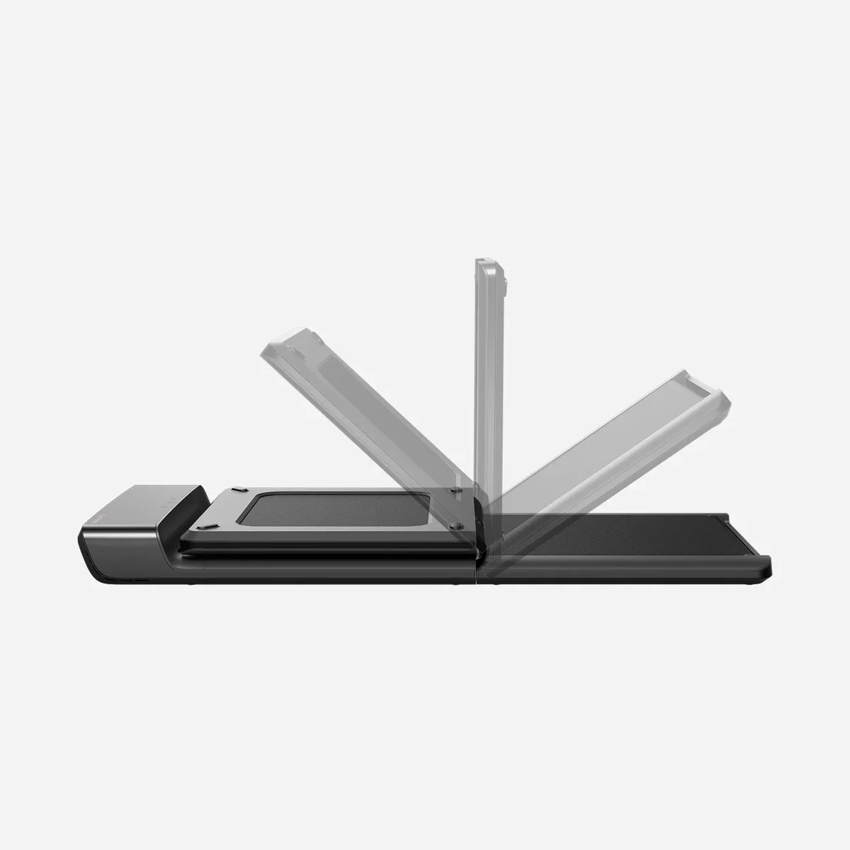 WalkingPad A1 Pro double-fold mechanism shown in mid-fold on light background