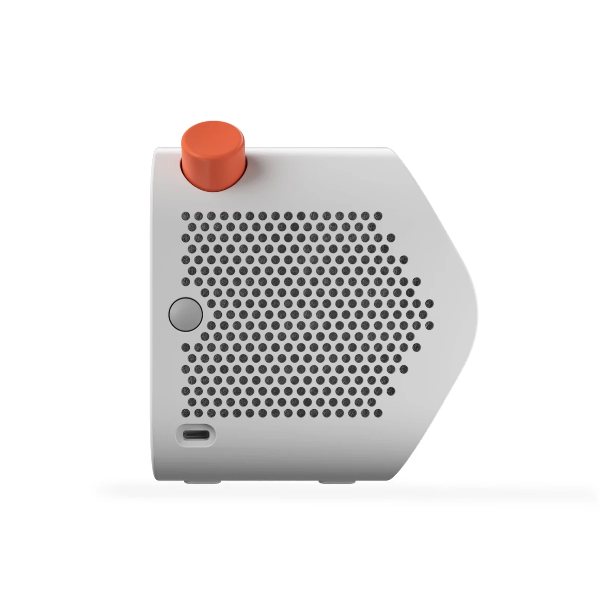 Yoto Player 3rd Generation side view showing speaker grille and USB-C charging port