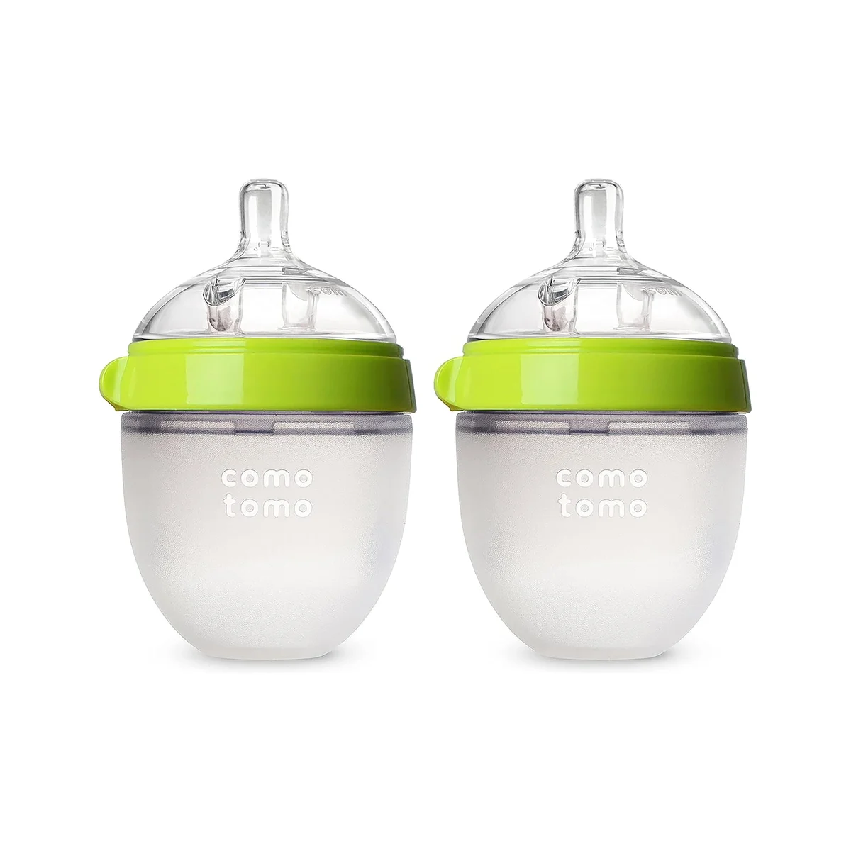Comotomo Natural Feel Baby Bottle 5oz green 2-pack on white background