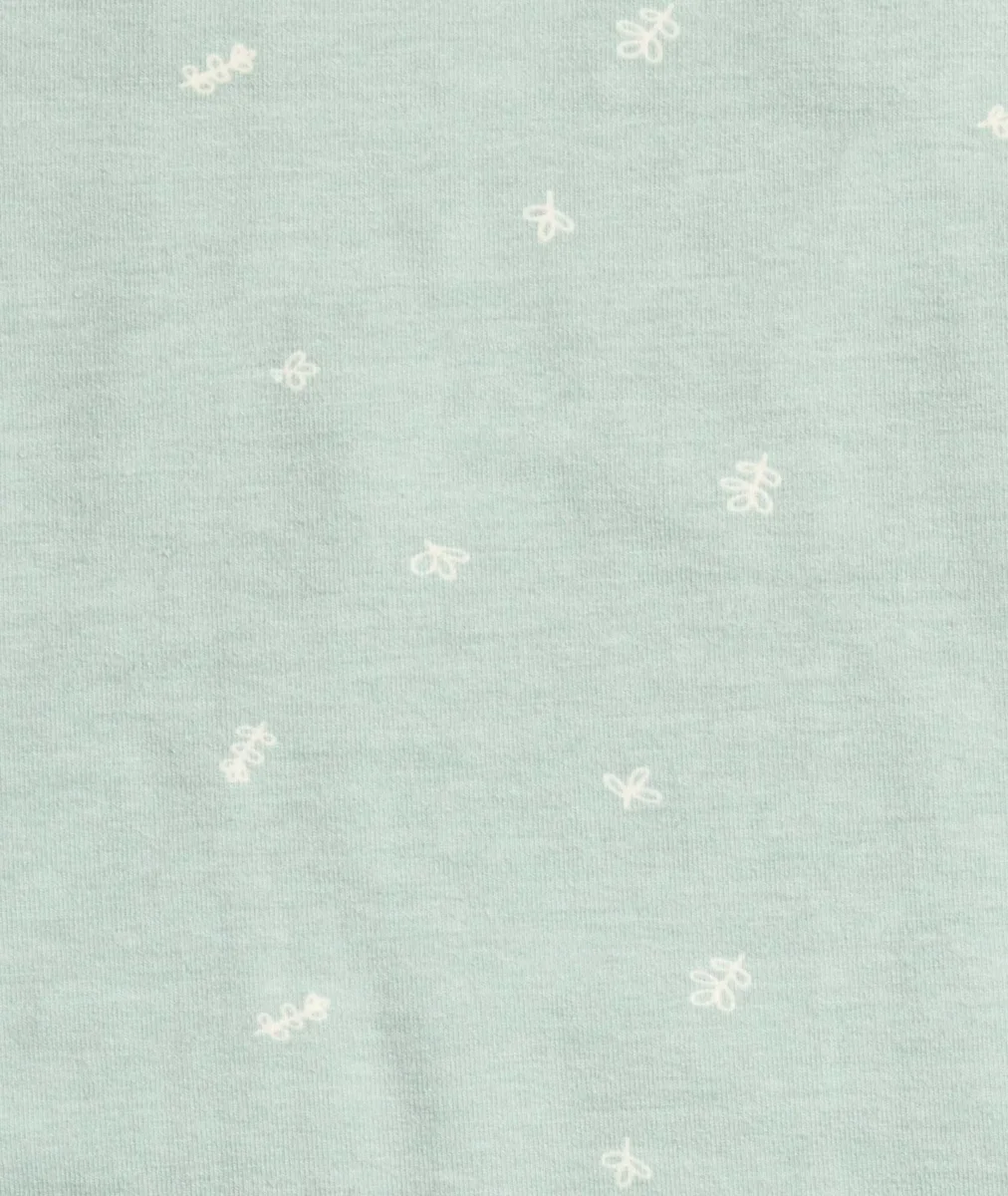Close-up of the sage ergoPouch Sleep Sack organic cotton jersey fabric and print