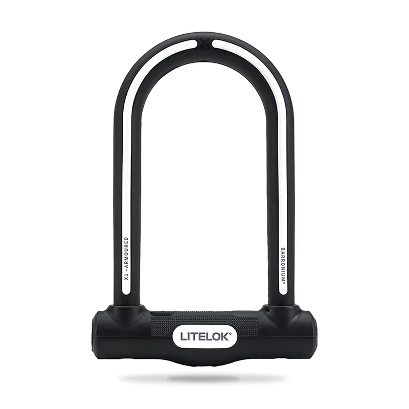 Litelok X1 black U-lock front view on white background