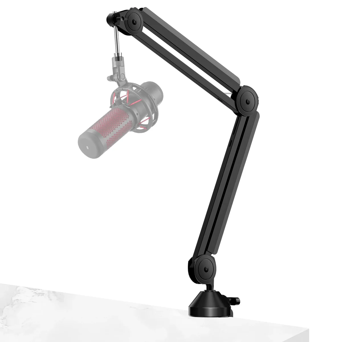 InnoGear Mic Boom Arm mounted on desk with shock-mounted microphone