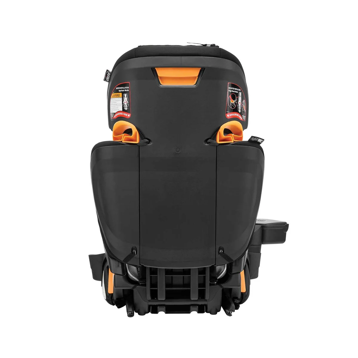 Chicco KidFit Zip Air Plus rear view showing LATCH connectors and belt guide channels