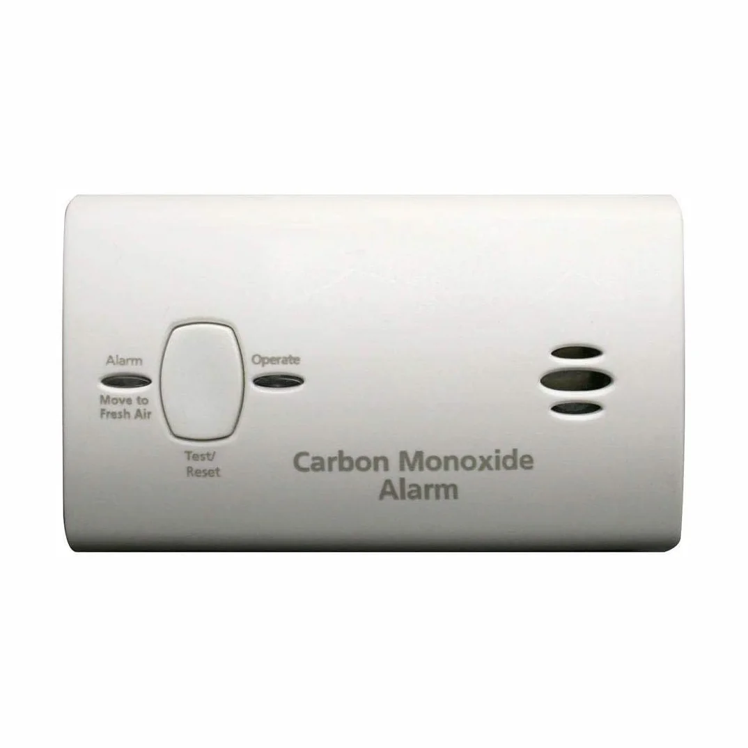 Kidde KN-COB-B-LPM carbon monoxide alarm front view showing Test/Reset button, Alarm and Operate LED indicators