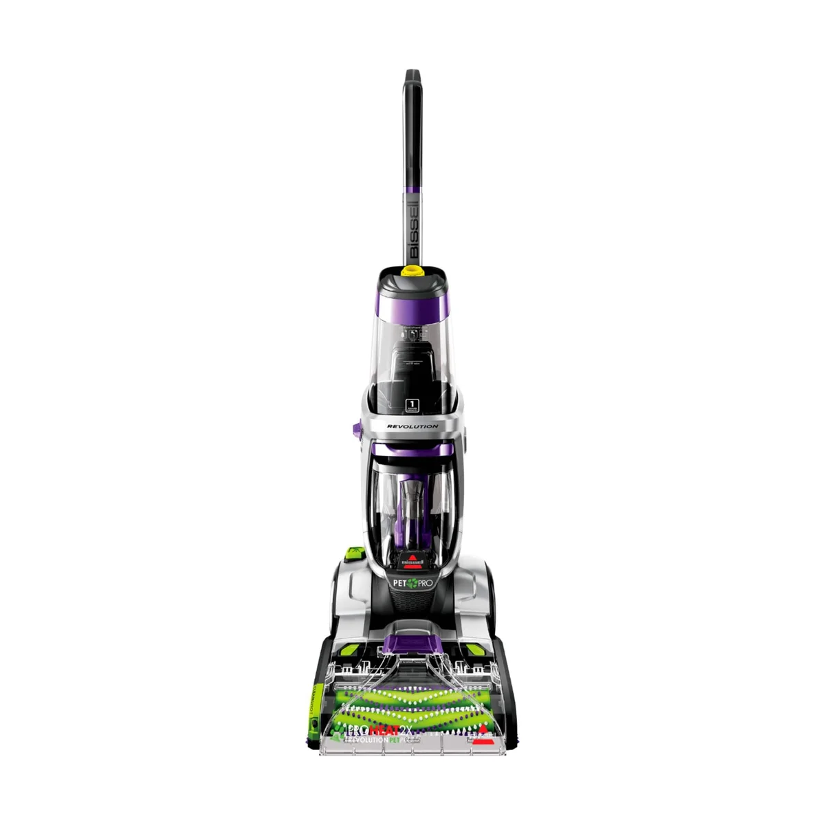 Bissell ProHeat 2X Revolution Pet Pro Plus upright carpet cleaner front view on white background