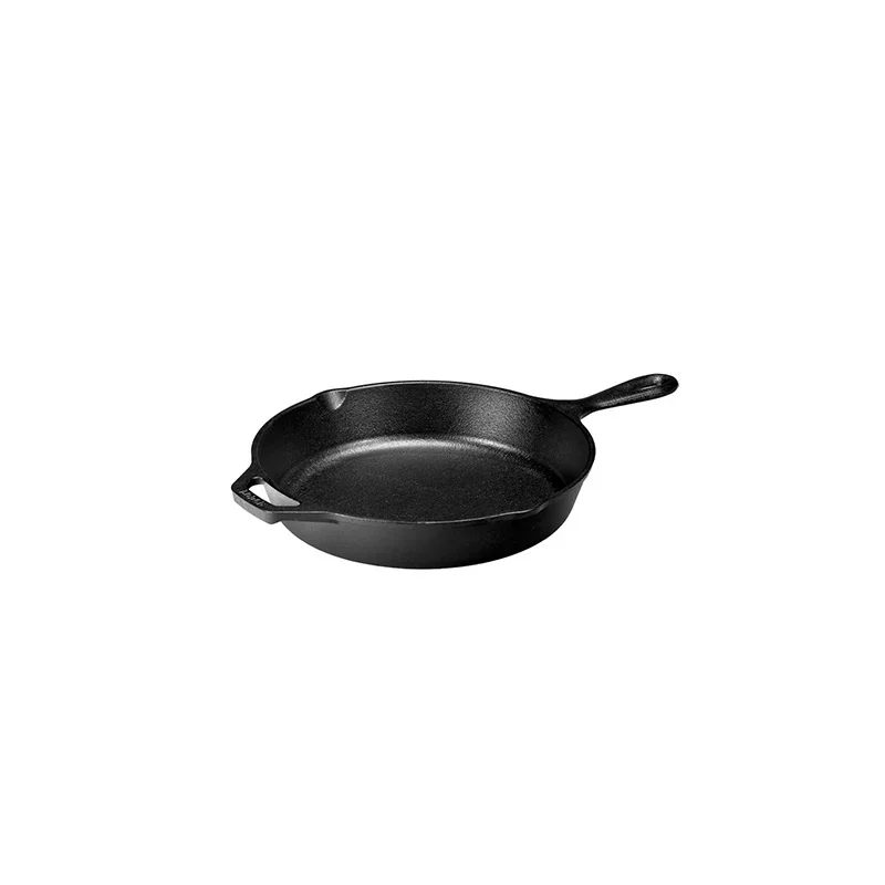 Lodge Classic 10.25-inch cast iron skillet, angled view showing the pour spouts and long handle on a white background