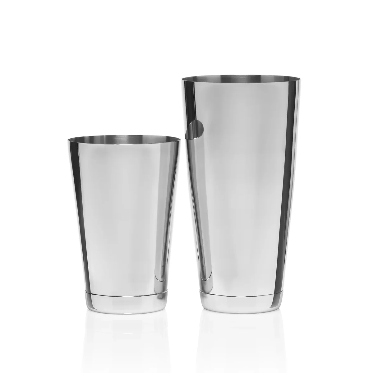 Cocktail Kingdom Koriko 18 oz and 28 oz weighted shaking tins side by side