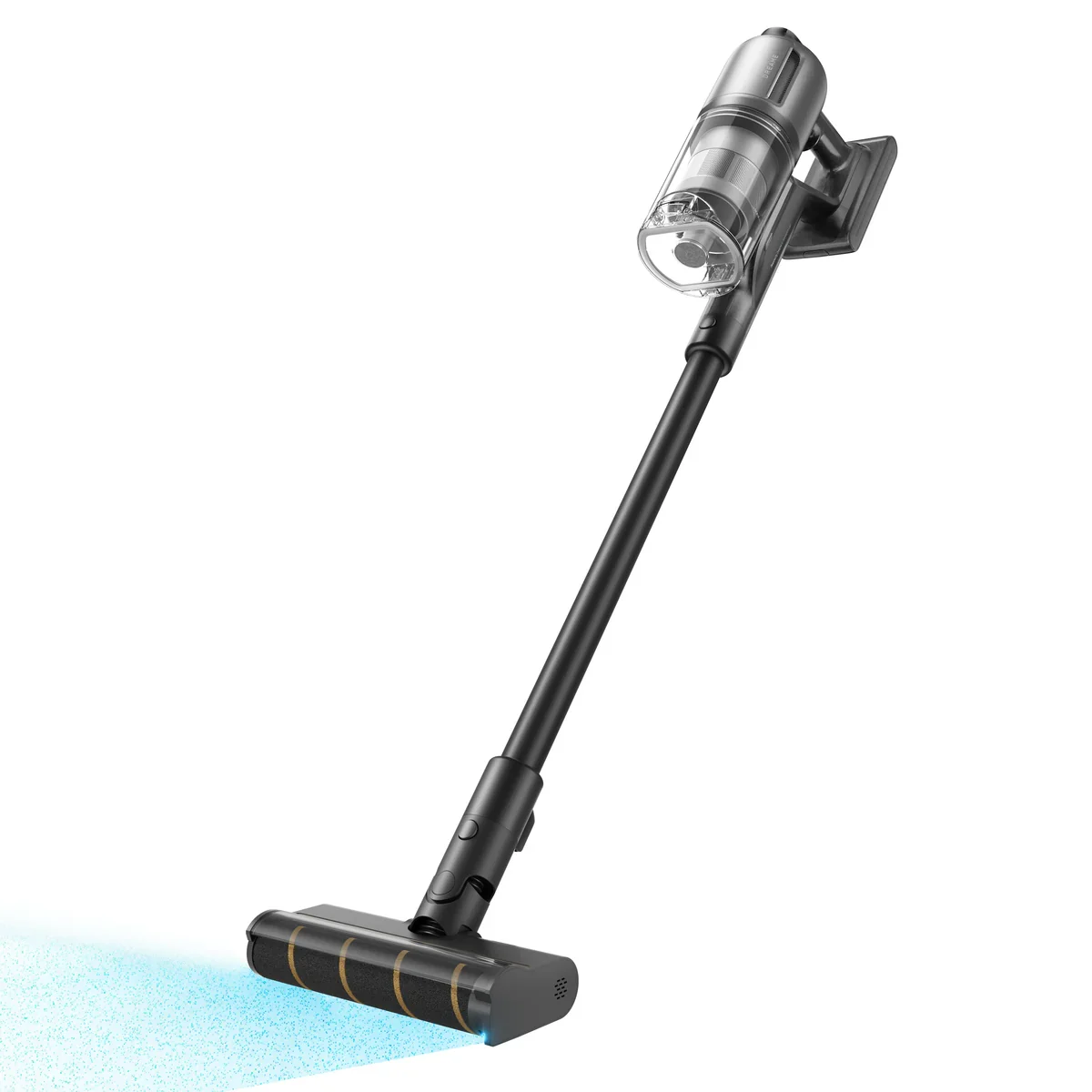 Dreame Z30 cordless stick vacuum at 3/4 angle with CelesTect dust illumination