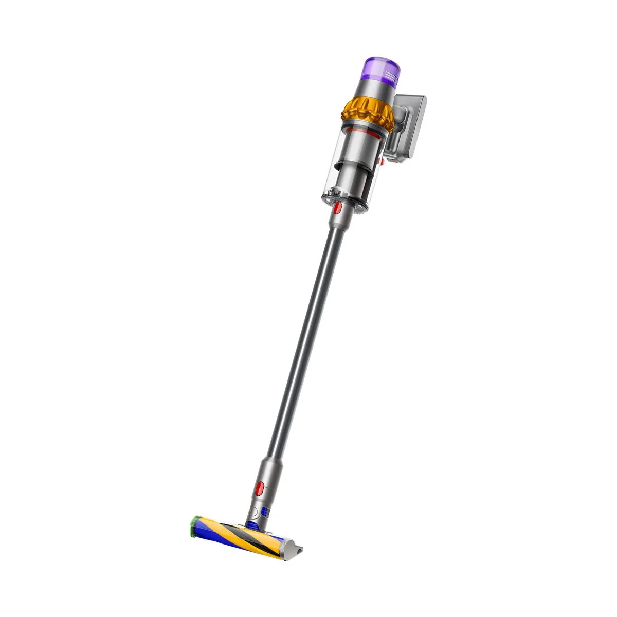 Dyson V15 Detect 3/4 angle with Fluffy Optic head attached