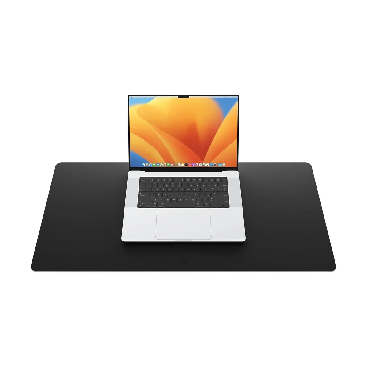 Twelve South DeskPad in black with a MacBook Pro on top, three-quarter angle color variant