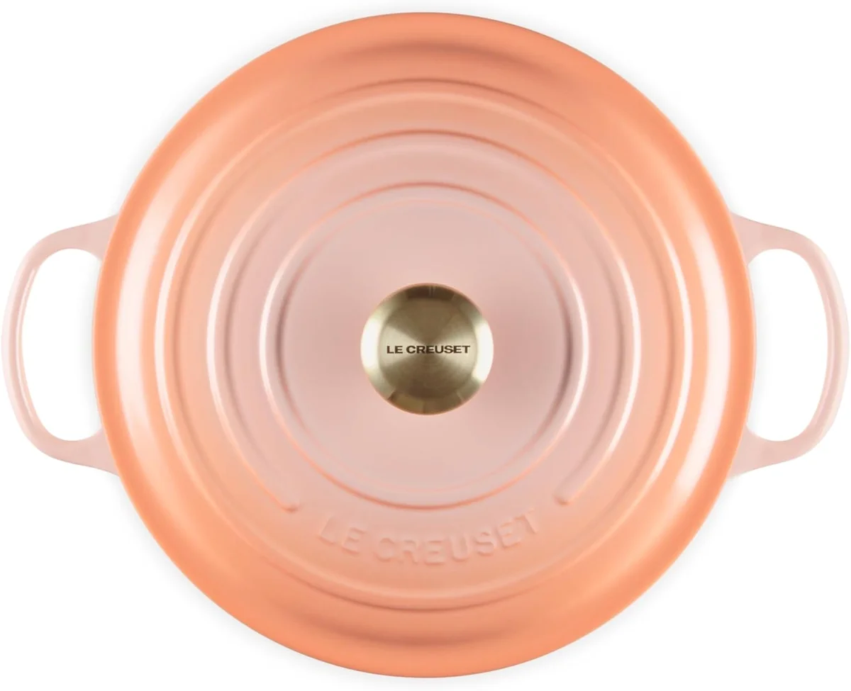 Le Creuset Signature Round Dutch Oven top-down view showing lid rings and brass knob