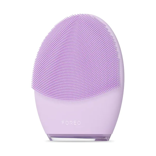 FOREO LUNA 4 facial cleansing device in lavender front view on white background