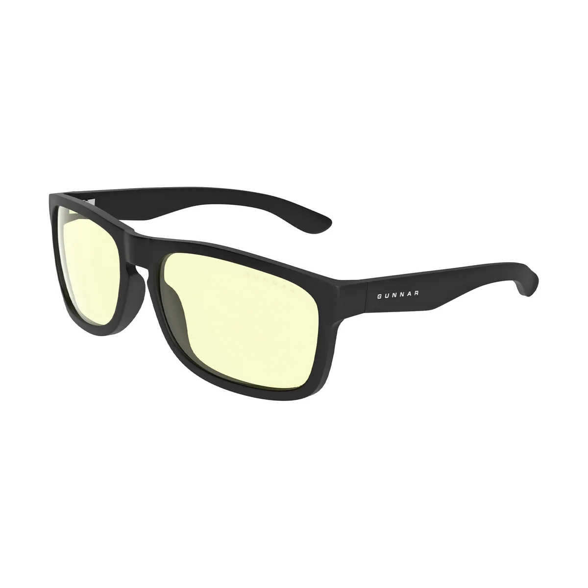 Gunnar Optiks Intercept front three-quarter angle showing amber blue-light lenses