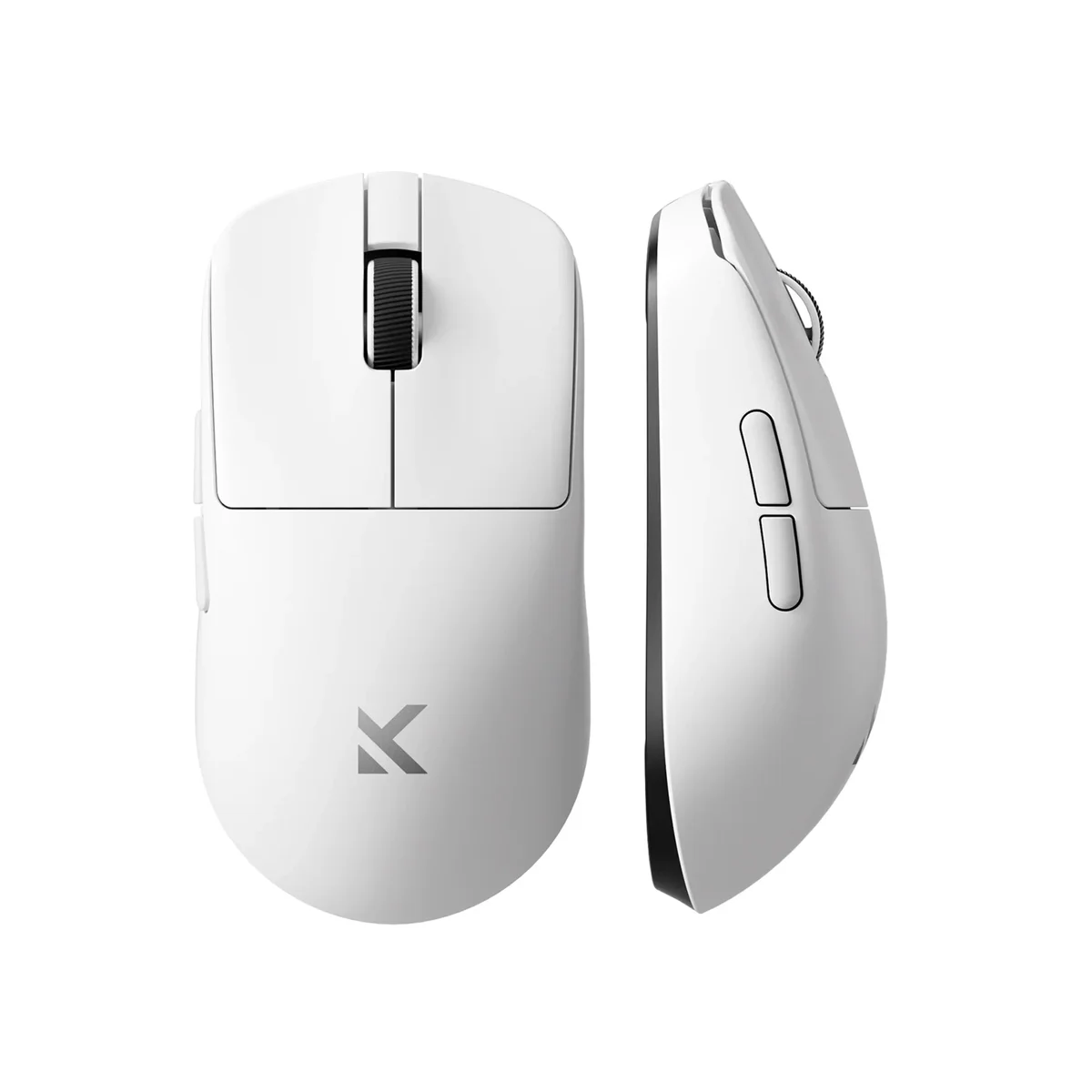 Mchose L7 Pro white gaming mouse top-down and side view on white background
