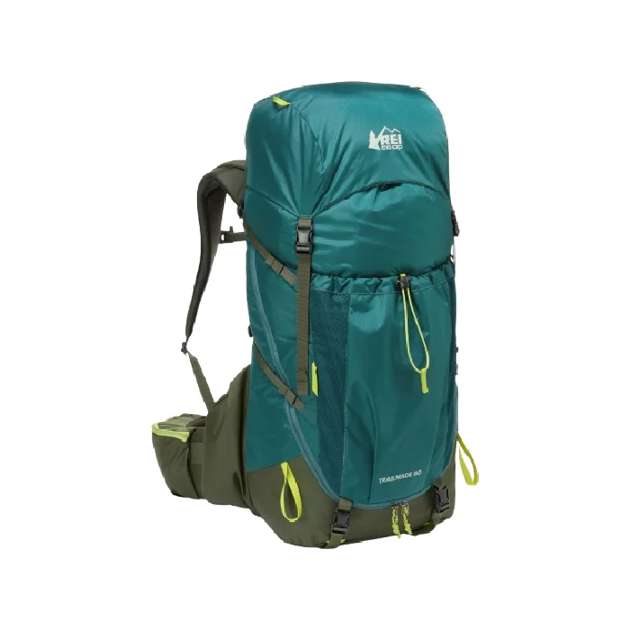 REI Co-op Trailmade 60 Pack 3/4 view in dark teal with olive accents