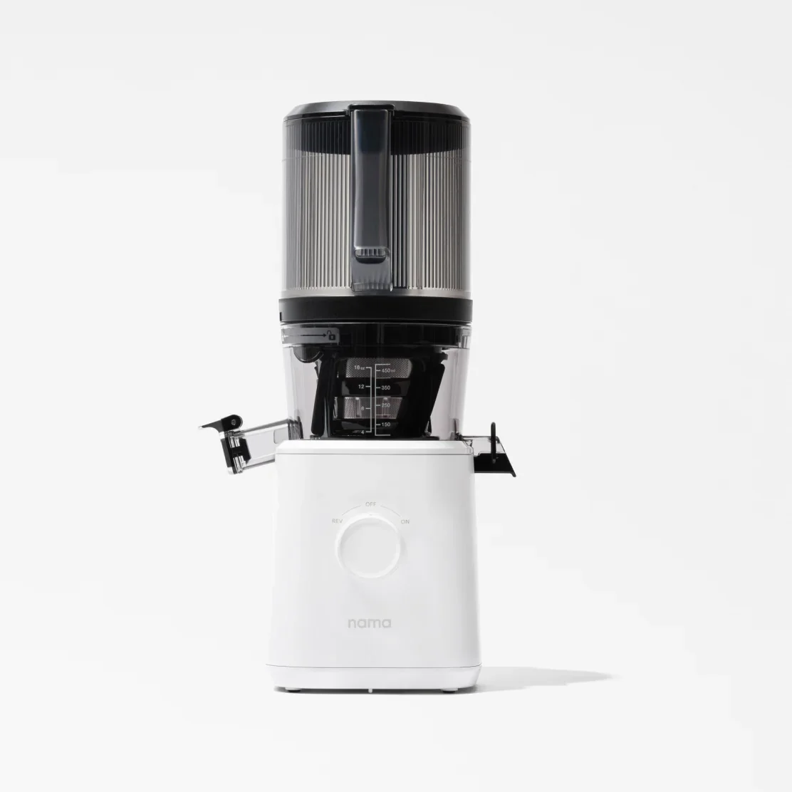 Nama J2 Cold Press Juicer front view on light grey background
