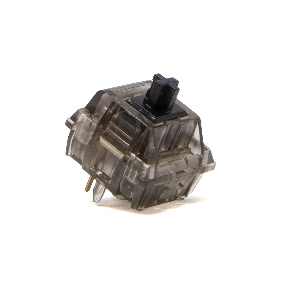 Gateron Ink Black V2 switch 3/4 front view showing smoky translucent housing