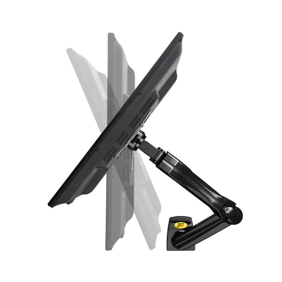 North Bayou F80 monitor arm articulation range showing full sweep of motion