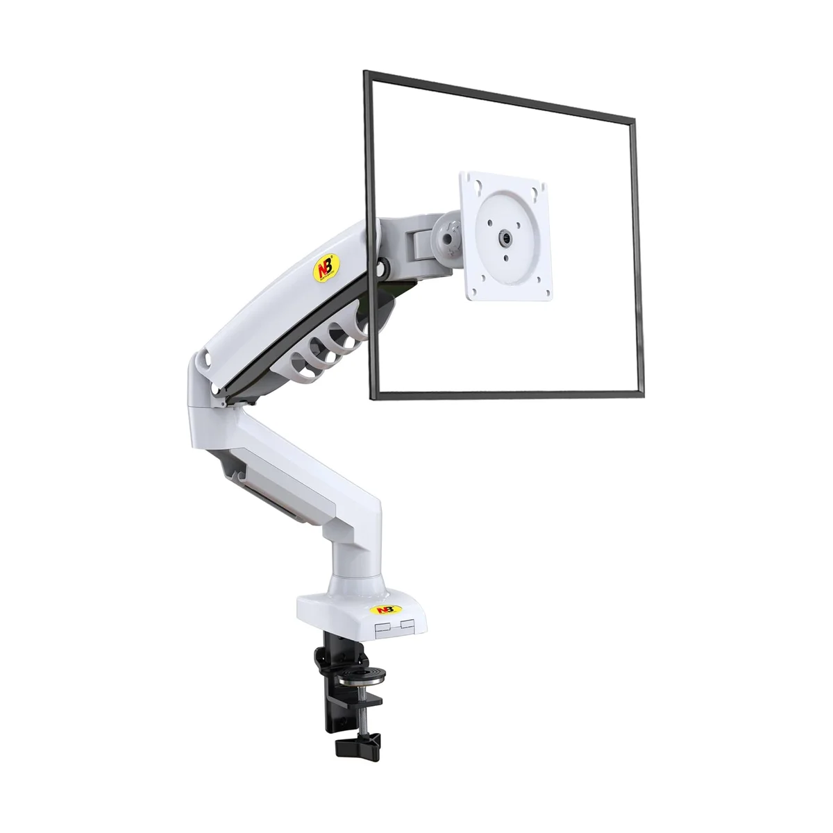 North Bayou F80 Gas Spring Monitor Arm front view with VESA plate
