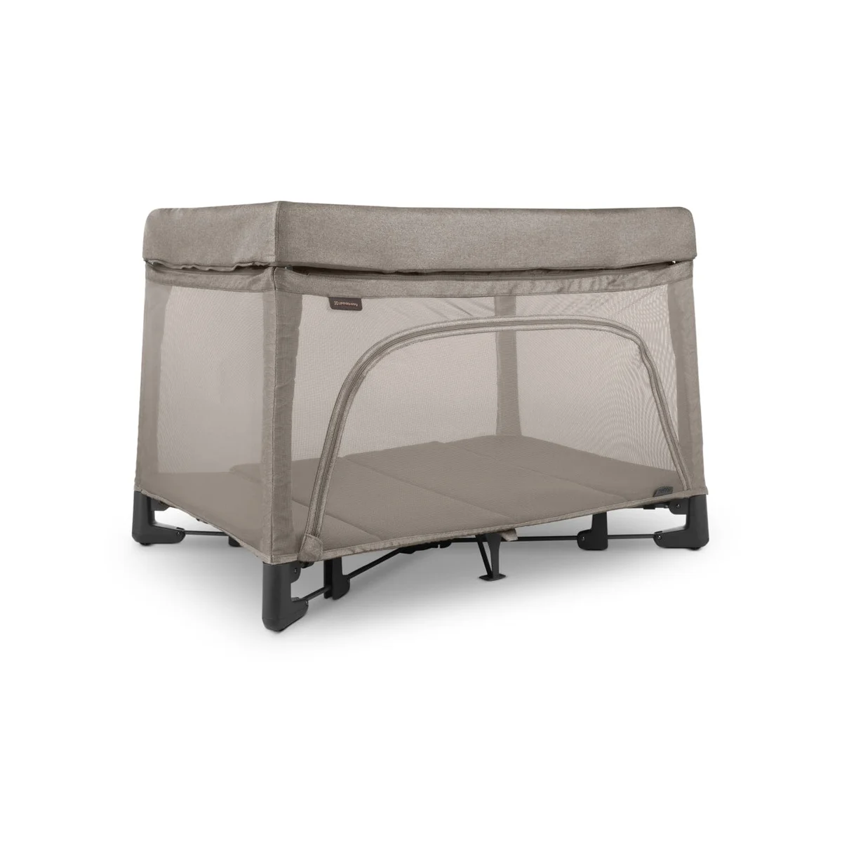 UPPAbaby REMI Playard in Welling colorway, 3/4 right angle showing the triple-layer air mesh mattress