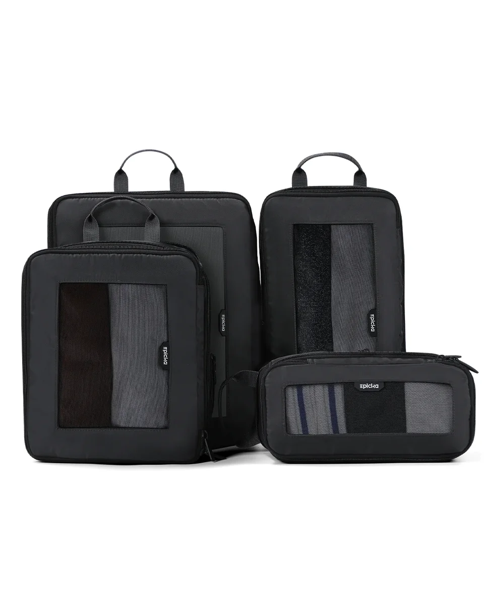Epica Trip Cozy 4-Piece Set in black colorway showing all four cube sizes