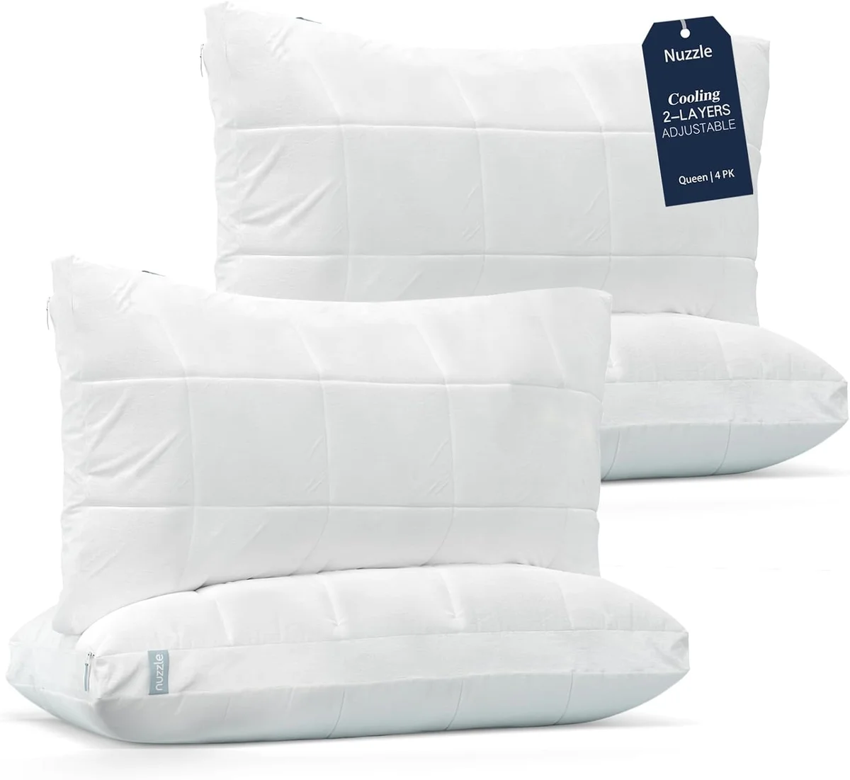 Nuzzle Pillow on white background with adjustable tag