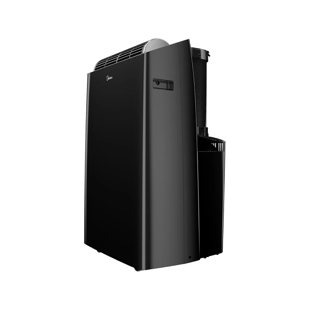 Midea Duo portable air conditioner rear three-quarter angle showing exhaust port