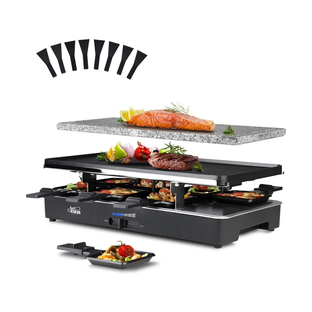 Artestia Raclette Party Grill with Granite Stone and Non-Stick Plate (AR-89001)