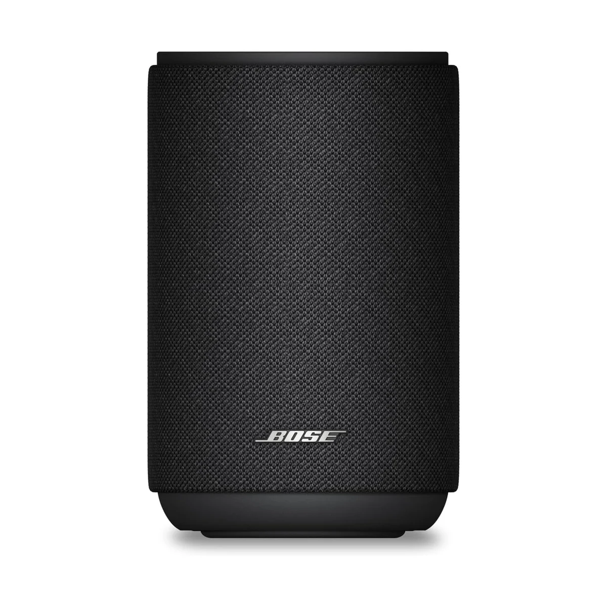 Bose Lifestyle Ultra Smart Speaker front view, black knit fabric cylindrical body