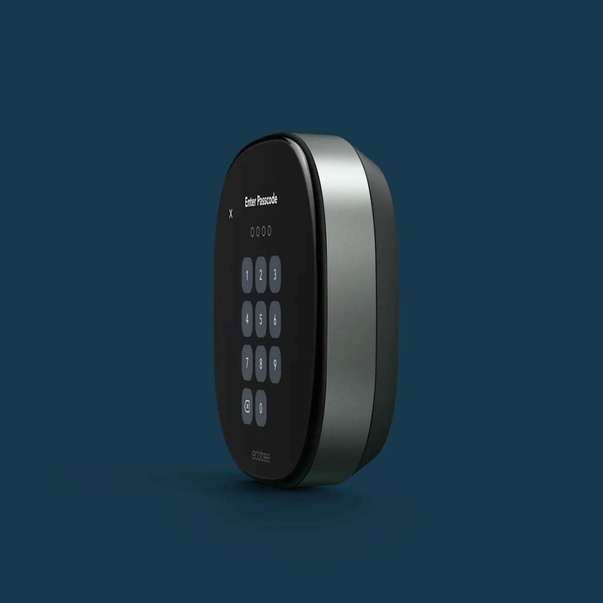 Ecobee Smart Thermostat Premium side profile view showing the device's slim depth and rounded body