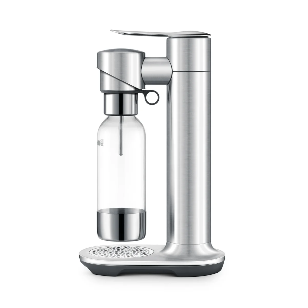 Breville InFizz Fusion three-quarter side angle showing the twist-lock FusionCap head and ring pull