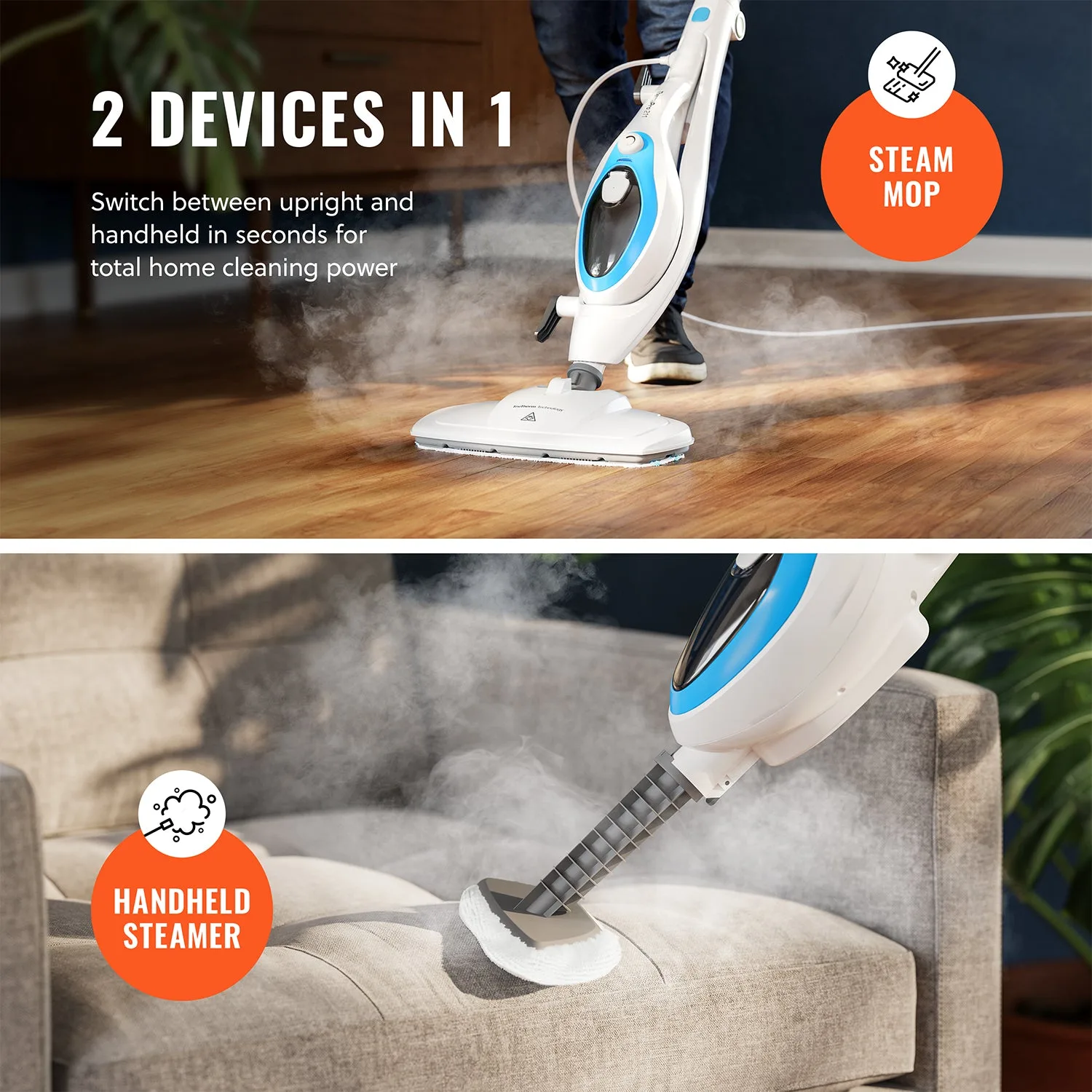 PurSteam ThermaPro converting from a floor steam mop into a handheld steam cleaner