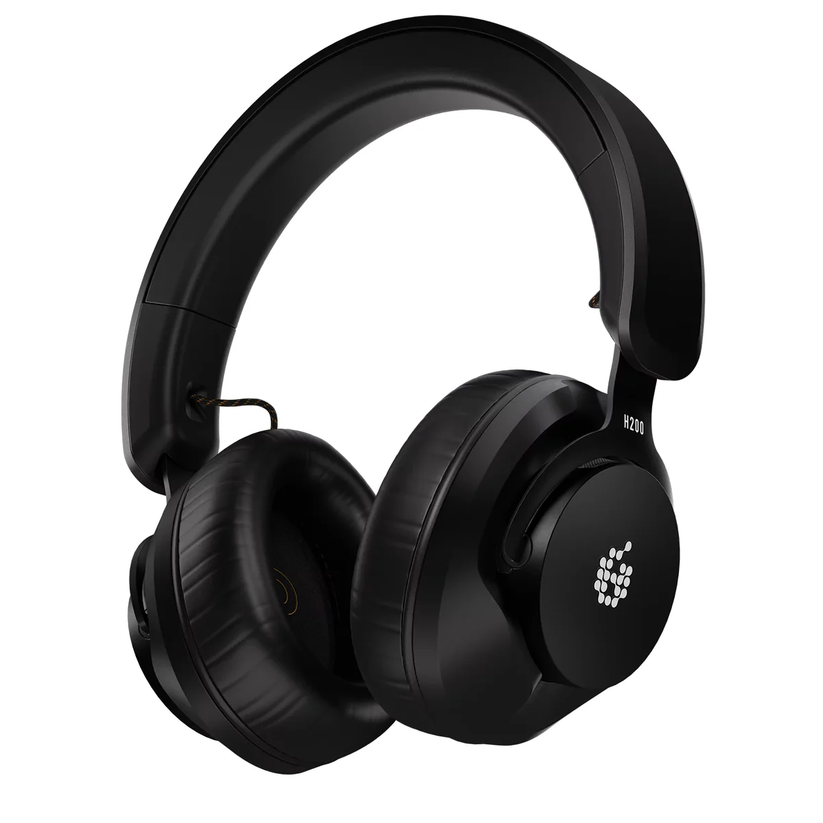 ADAM Audio H200 studio headphone at a 3/4 angle showing the H200 logo and ADAM Audio emblem on the ear cup