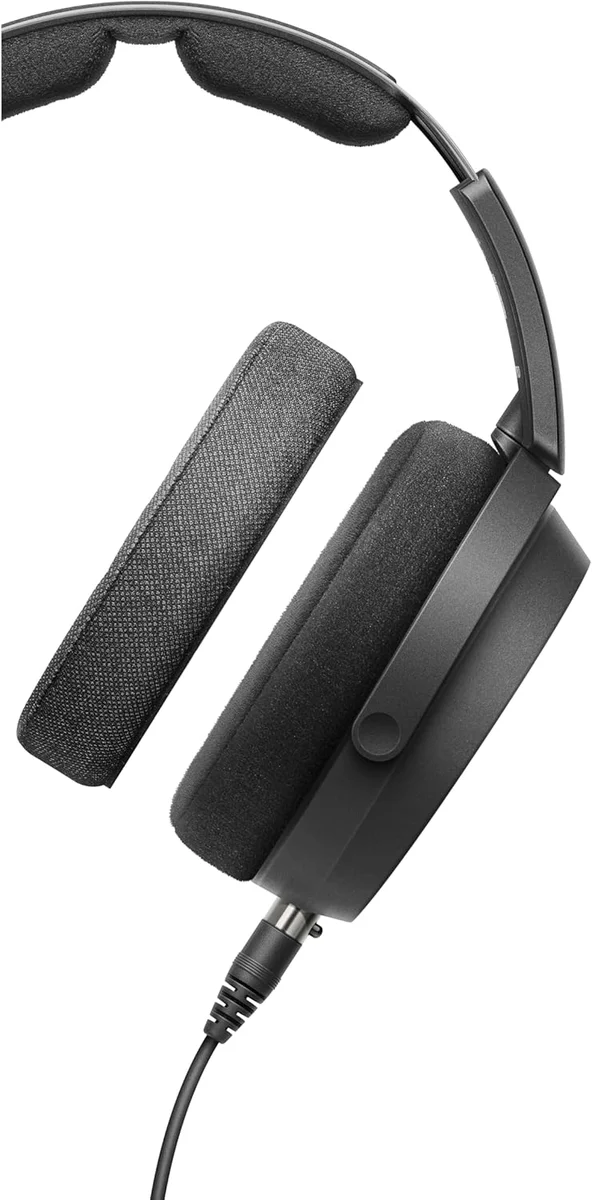 Sennheiser HD 490 Pro close-up of the earcup, headband padding, and detachable cable connector
