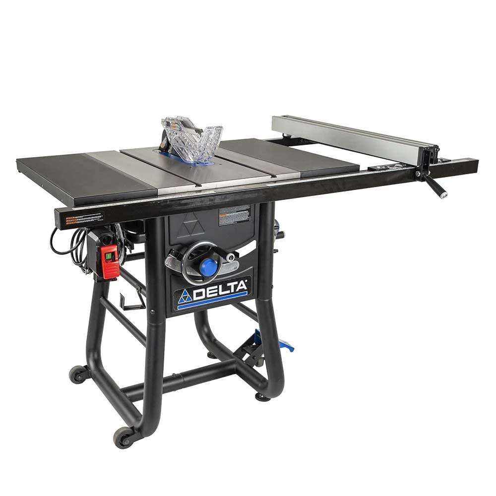 Delta 36-725T2 table saw front three-quarter view on white background