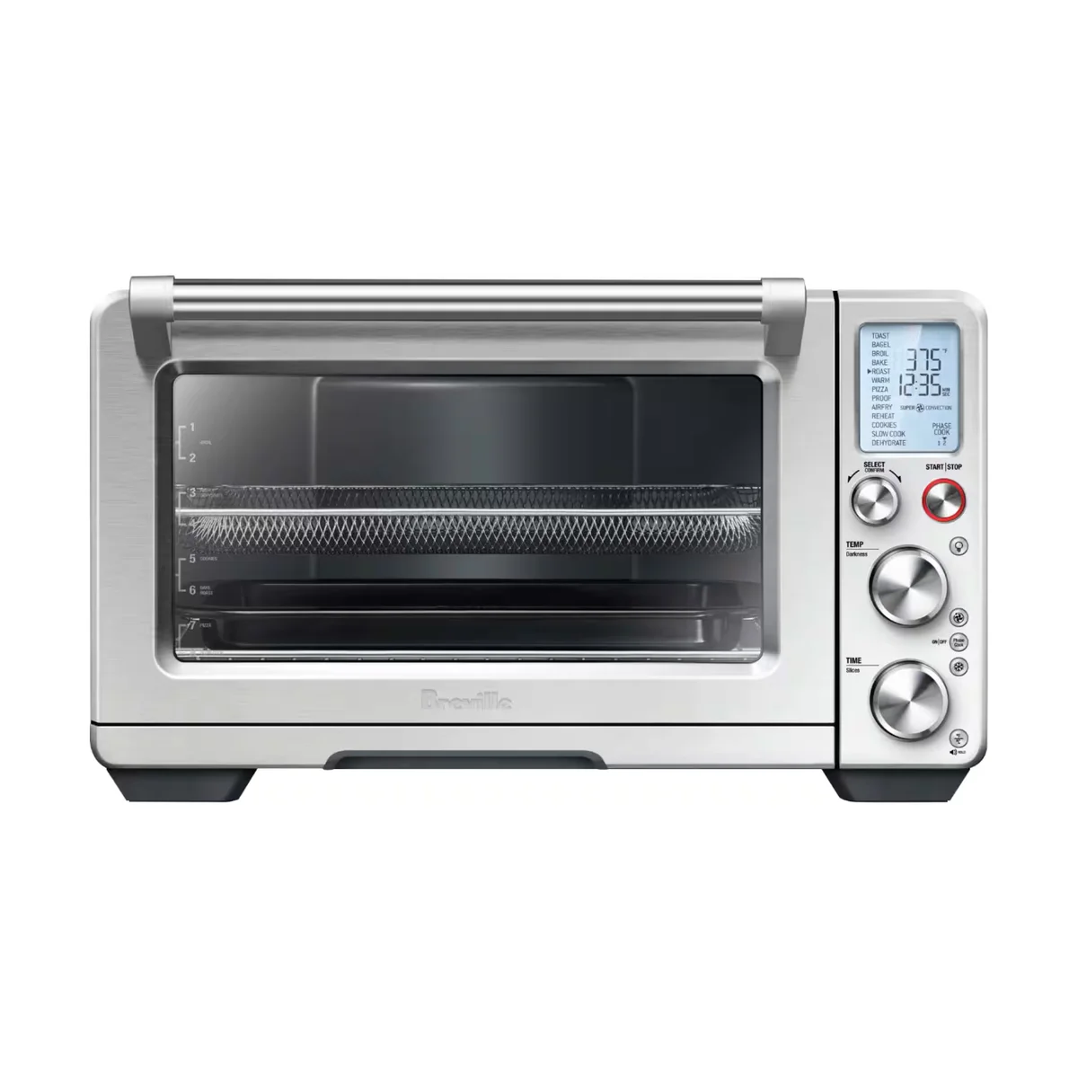 Breville Smart Oven Air Fryer Pro front view with door closed, showing digital display and controls